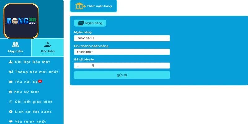 Hướng dẫn rút tiền Bongx9 với quy trình đơn giản