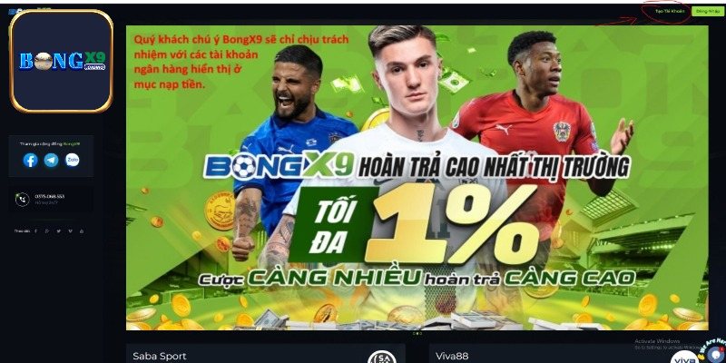 Nhập chính xác theo hướng dẫn đăng ký Bongx9