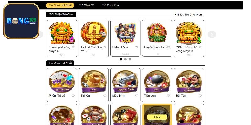 Tổng quan sảnh game bài Bongx9